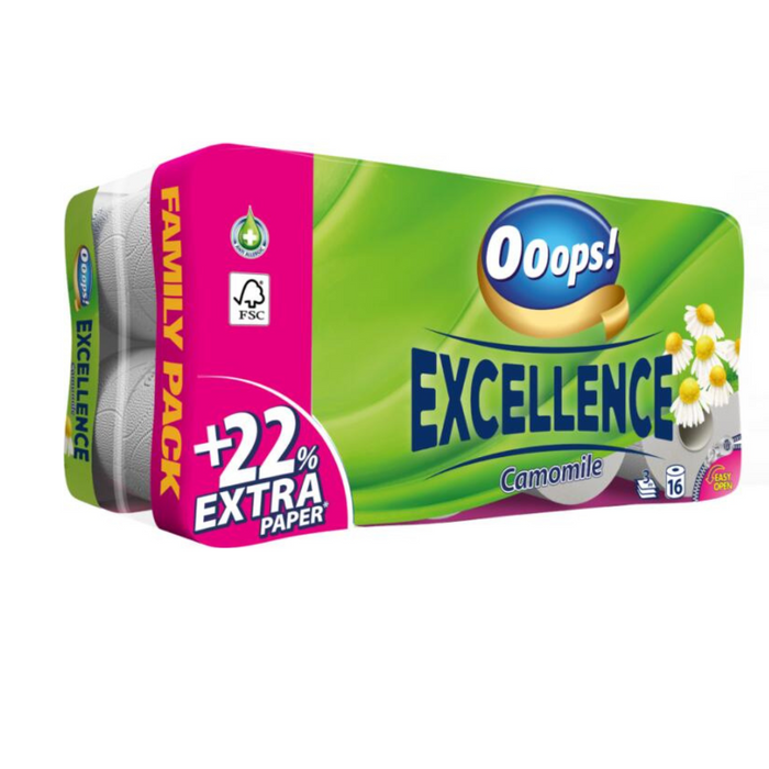 Ooops! excellence camomile toalettpapír, 3 rétegű 16 tekercs