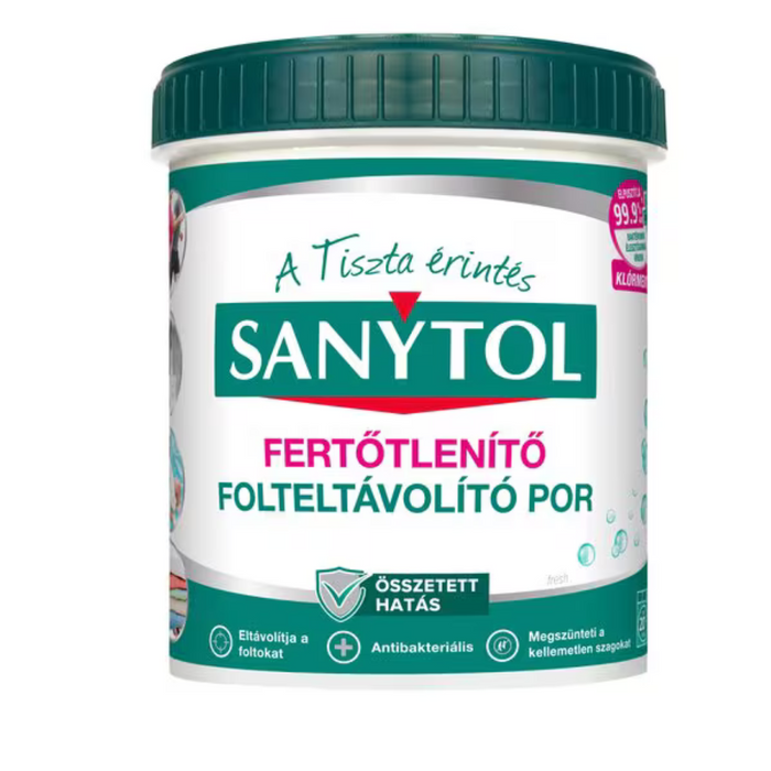 Sanytol fertőtlenítő folteltávolító por fehér és színes ruhákhoz 450 g,