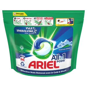 Ariel all in one pods mountain spring kapszula mosószer, 44 mosás