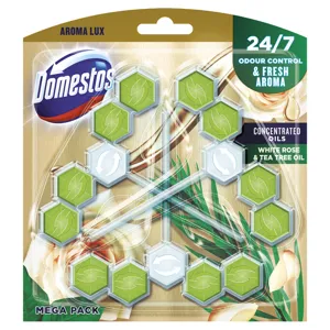Domestos wc-rúd aroma lux white rosebuds & tea tree oil, 3*55g