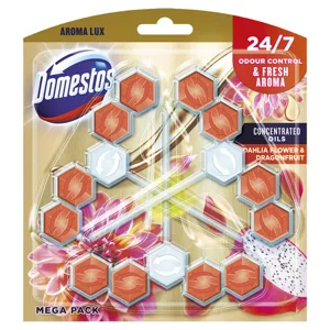 Domestos wc frissítő blokk aroma lux dahlia flower & dragon fruit, 3*55g