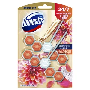 Domestos toalett öblítő aroma lux dahlia flower & dragon fruit, 2*55g