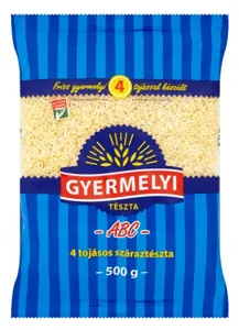 Gyermelyi 4 tojásos száraztészta ABC betűtészta 500g