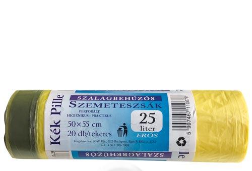 Kék Pille Szalagbehúzós szemetes 50x55,12my 25L Sárga