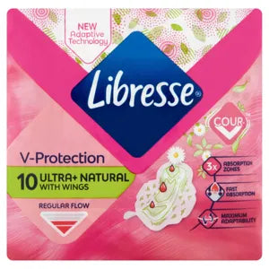 Libresse ultra+ natural normál szárnyas, egészségügyi betét, aloevera kivonattal 10 db