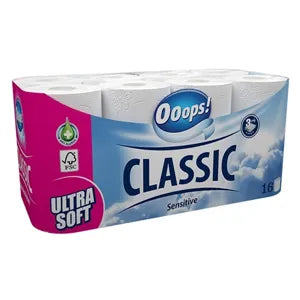 Ooops! classic sensitive toalettpapír, 16 tekercs 3 rétegű