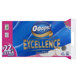 Ooops! excellence sensitive toalettpapír, 16 tekercs 3 rétegű