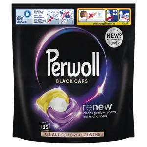 Perwoll mosókapszula renew black fekete és sötét színű ruhaneműkhöz, 35 mosás
