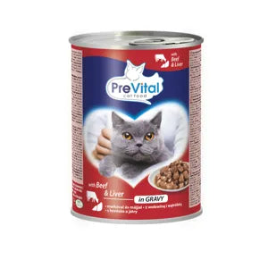 Prevital konzerv macskaeledel, marha máj szószban, 415 g