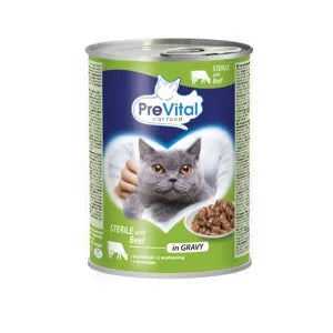 Prevital sterile konzerv teljes értékű eledel ivartalanított macskáknak marhavel szószban, 415 g