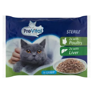 Prevital teljes értékű állateledel felnőtt, ivartalanított macskák számára szószban, 4* 100 g