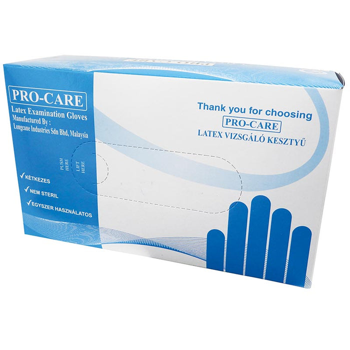 Pro-care G. latex védőkesztyű L méret, pormentes, 100 db