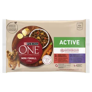 Purina one mini active nedves kutyaeledel, marhával és kacsával, 340g