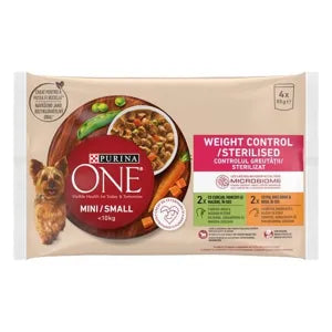 Purina one mini dog weight control, sárgarépa és csirke gyümölcslében, 4*85 g