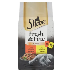 Sheba nedves állateledel macskák számára húsos válogatás csirke-marha-kacsa alutasak 6 x 50 g