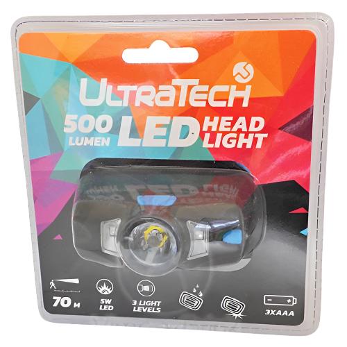 ULTRATECH LED fejlámpa, 5 W, 500 lm, 3x AAA elemmel