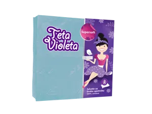 Violeta szalvéta, 38x38 cm, 2 rétegű, kék, 25 lap/csomag, 48 csomag