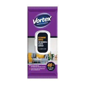 Vortex nedves törlőkendők fa és műanyag felületekre, 48 db