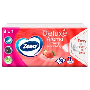Zewa Deluxe Strawberry illatosított papír zsebkendő 3 rétegű 90 db