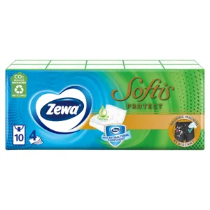 Zewa Softis 4 rétegű papír zsebkendő Protect 10x9 db