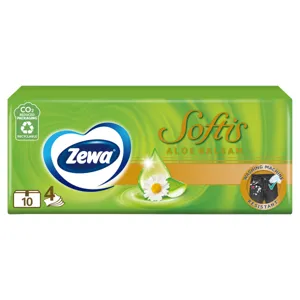 Zewa Softis 4 rétegű papírzsebkendő Alovera 10x9 db