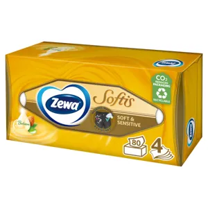 Zewa Softis Soft&Sensitive 4 rétegű dobozos Papír zsebkendő 80db
