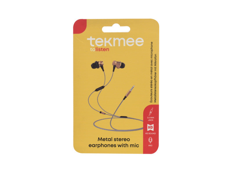 Tekmee metal sztereo fülhallgató mikrofonnal 3,5 mm jack