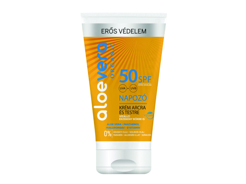 Aloe Vera Organic napozó krém SPF50 150ml arcra és testre ÚJ