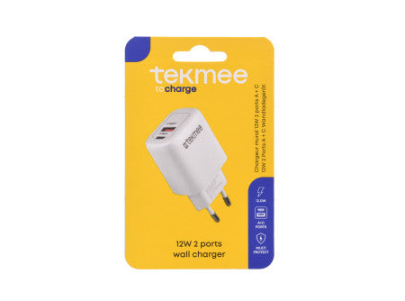 Tekmee hálózati töltő type-c és usb 12w