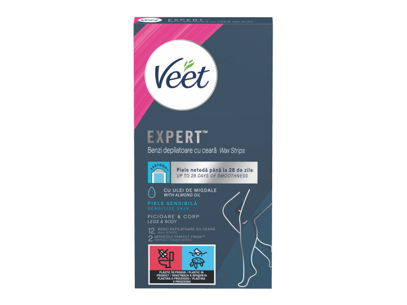 Veet EXPERT használatra kész hideggyanta szalagok érzékeny bőrre 12 db
