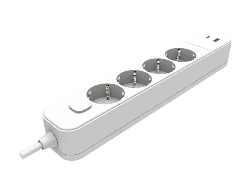 UltraTech elosztó, kapcsolóval, USB-A+C, 4-es, 2m, 3x1mm2 vezetékkel