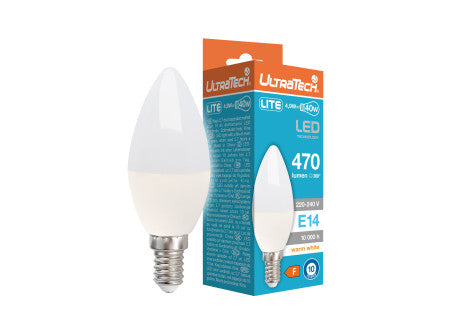 UltraTech LED gyertya izzó E14 4,9W LITE 470lm 3000K 200° 10000óra