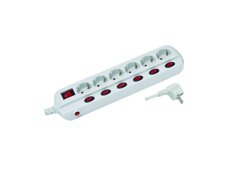 Ultratech hosszabbító 6-os kábellel kapcsolóval dugvillával 16a 3x1mm2 h05vv-f vezetékkel 2m