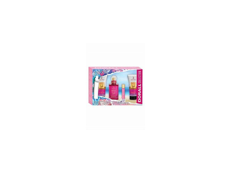 Kozmetikai csomag Dorall női Exotic Vanilla Edt 100ml+Edt roll 10ml+tusfürdő 50ml+kéz és testápol