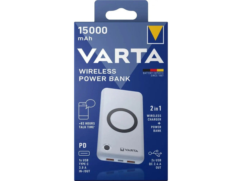 Varta töltő power bank wireless vezeték nélküli 15000mah