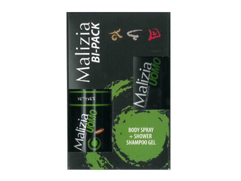Kozm.cs. Malizia Uomo Bipack Vetyver (250 ml tusfürdő+150 ml deospray)