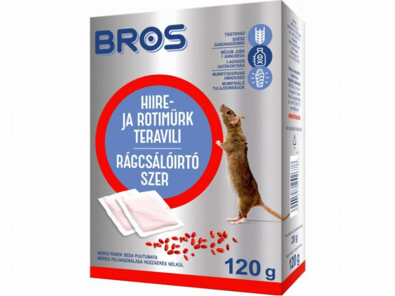 Bros rágcsálóirtó szer Gabonaszemes 29ppm 6x20 gr (B1732)