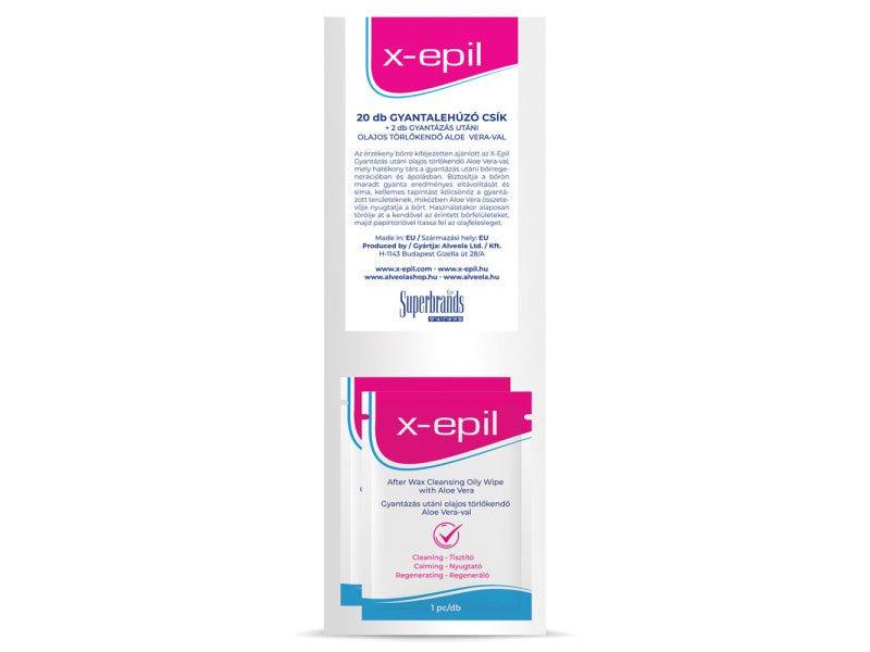 X-Epil lehúzó textília 20 db + törlőkendő 2 db