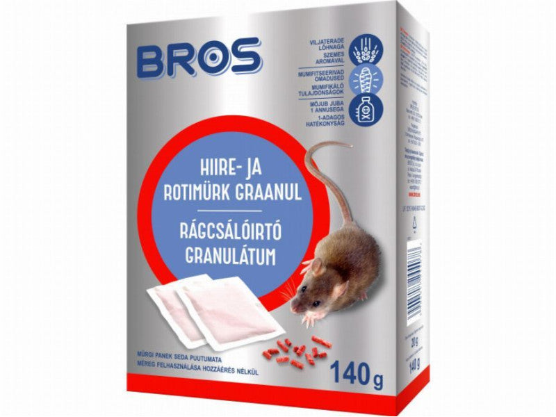 Bros rágcsálóirtó granulátum 29ppm 7X20 gr (B1632)