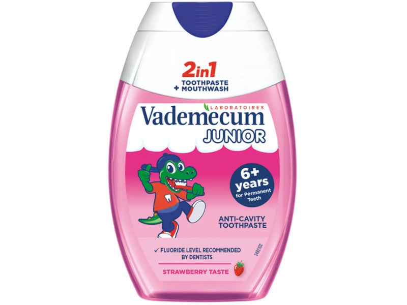 Vademecum Junior 2in1 eper ízű fogkrém+szájöblítő 6+ 75ml