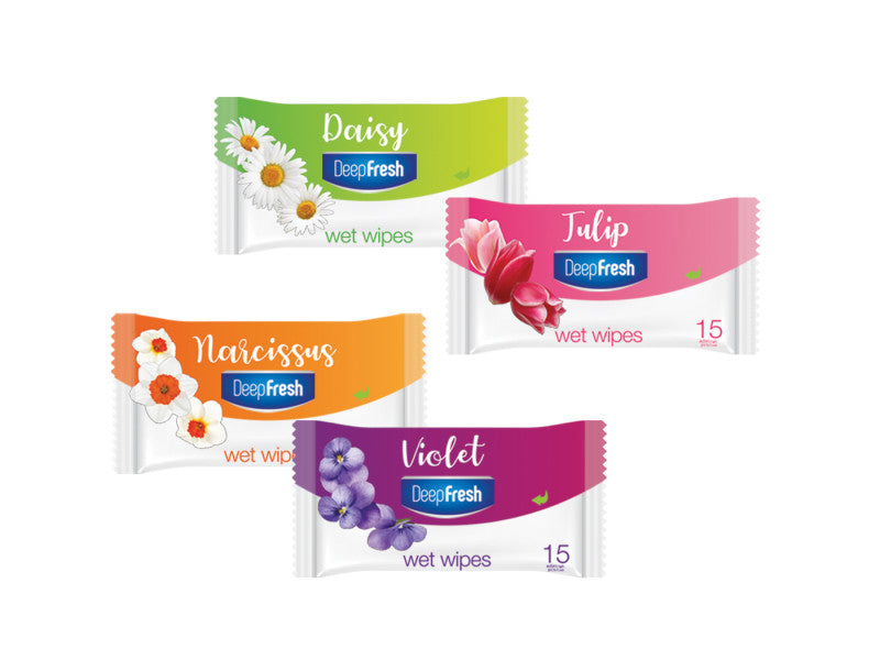 Deep Fresh nedves törlőkendő Virág Illattal 15db/cs-36cs/tálca