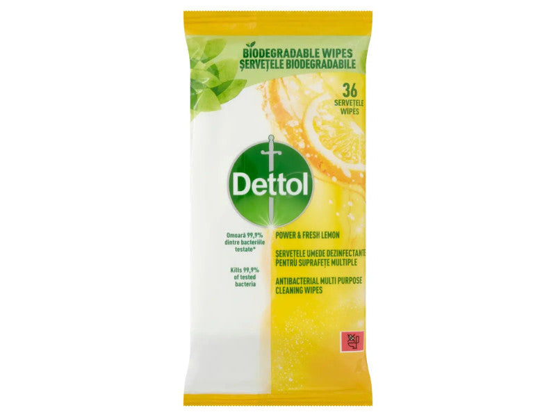 Dettol felülettisztító kendő Power&Fresh Lemon 36db