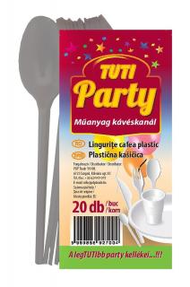 Tuti party műanyag kávéskanál újrahasználható 20 db-os