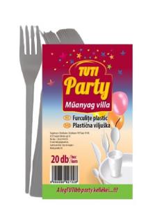 Tuti party műanyag villa újrahasználható 20 db-os