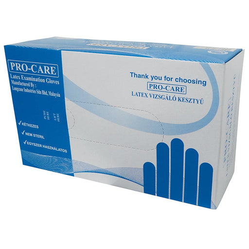 Pro-care G. latex védőkesztyű M méret, pormentes, 100 db