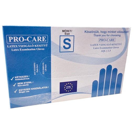 Pro-care G. latex védőkesztyű S méret, púderes, 100 db