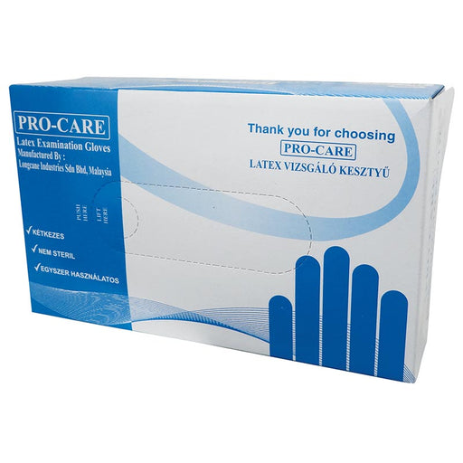 Pro-care G. latex védőkesztyű XS méret, pormentes, 100 db