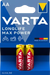 Varta Longlife Max Power Alkaline Ceruzaelem 2 db-os Bliszter #20