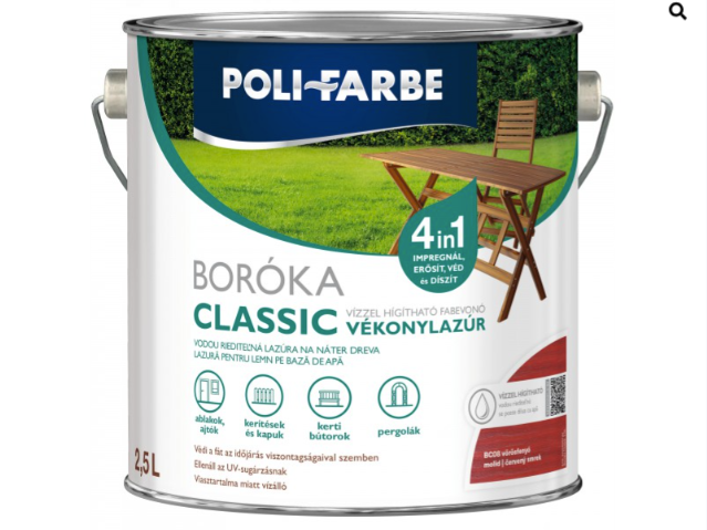 Polifaber Boróka classic vékonylazúr vörösfenyő 2,5l