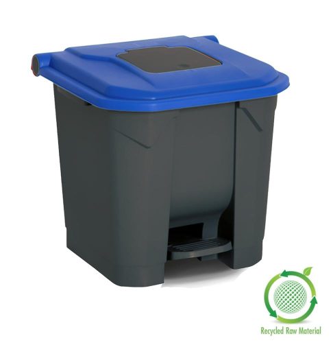 Planet szelektív hulladékgyűjtő konténer, műanyag, pedálos, fekete/kék, 30l